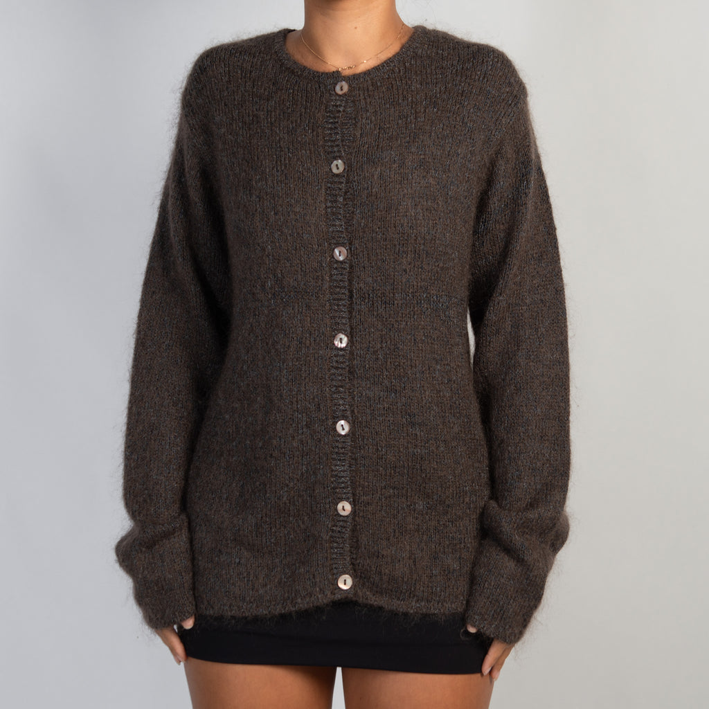 FUZZY BUTTON CARDIGAN