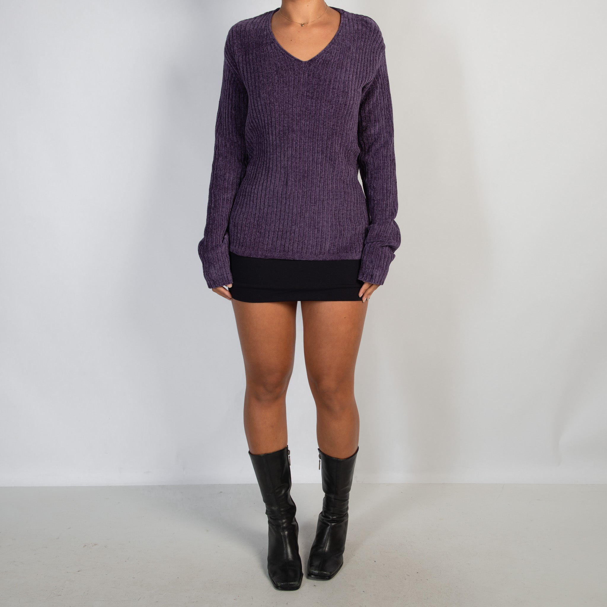 PURPLE CHENILLE SWEATER