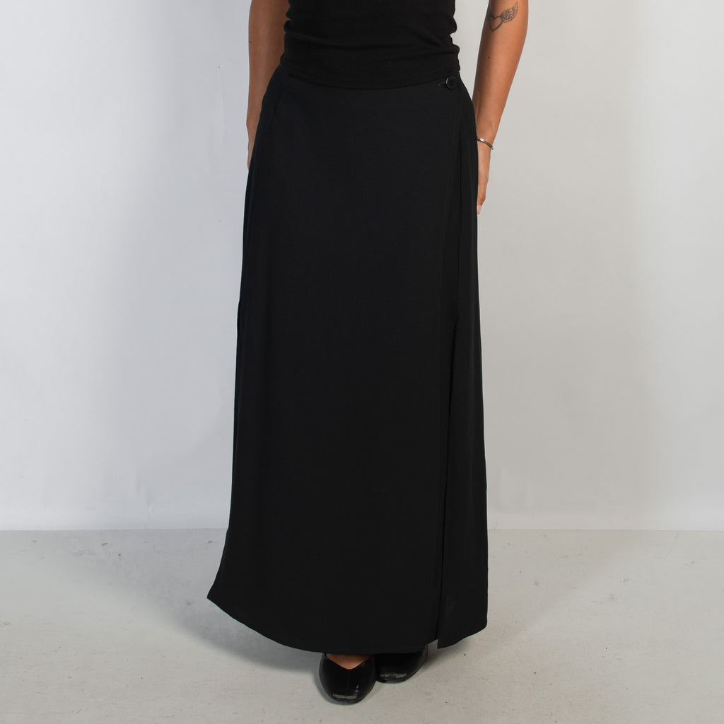 BLACK WRAP MAXI SKIRT