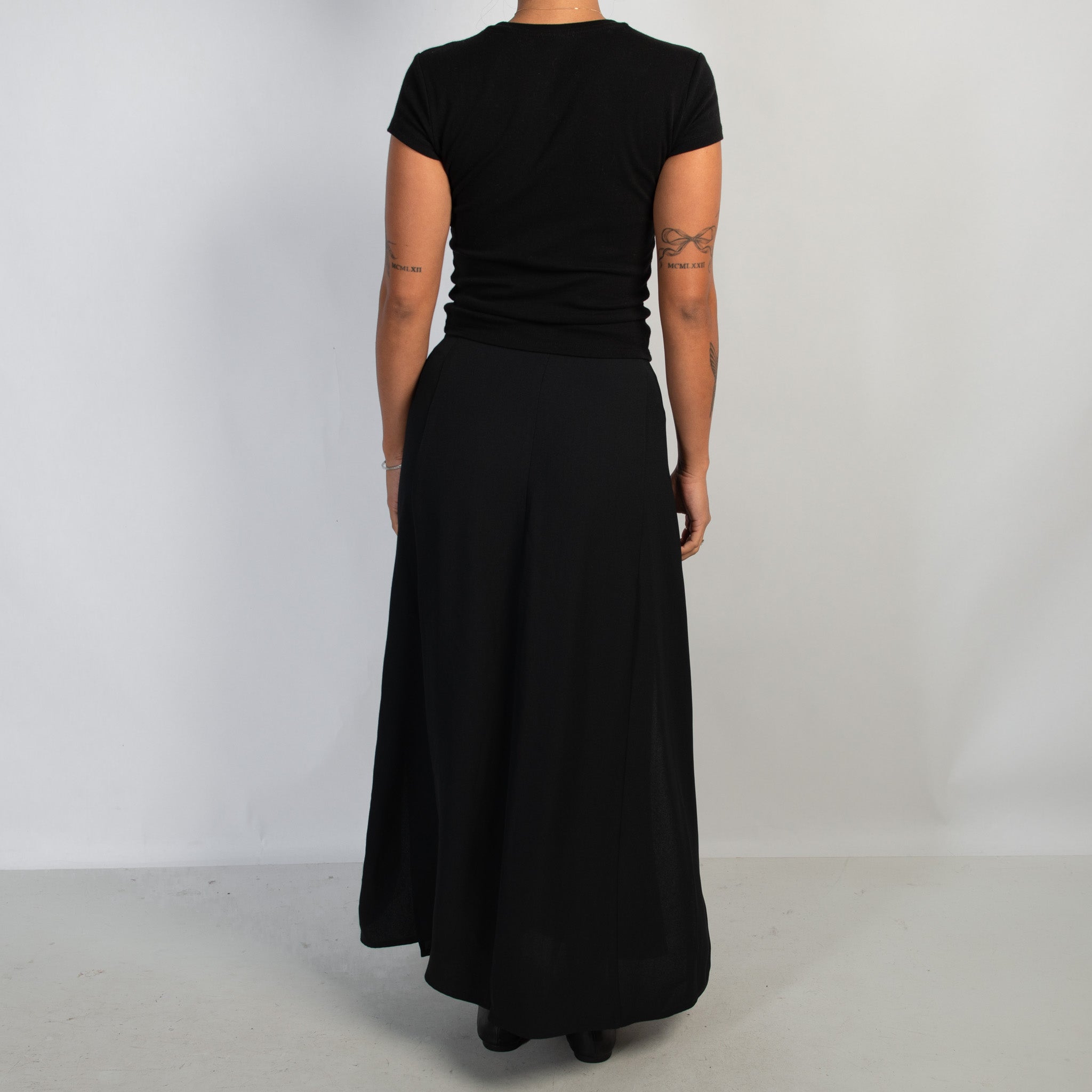 BLACK WRAP MAXI SKIRT