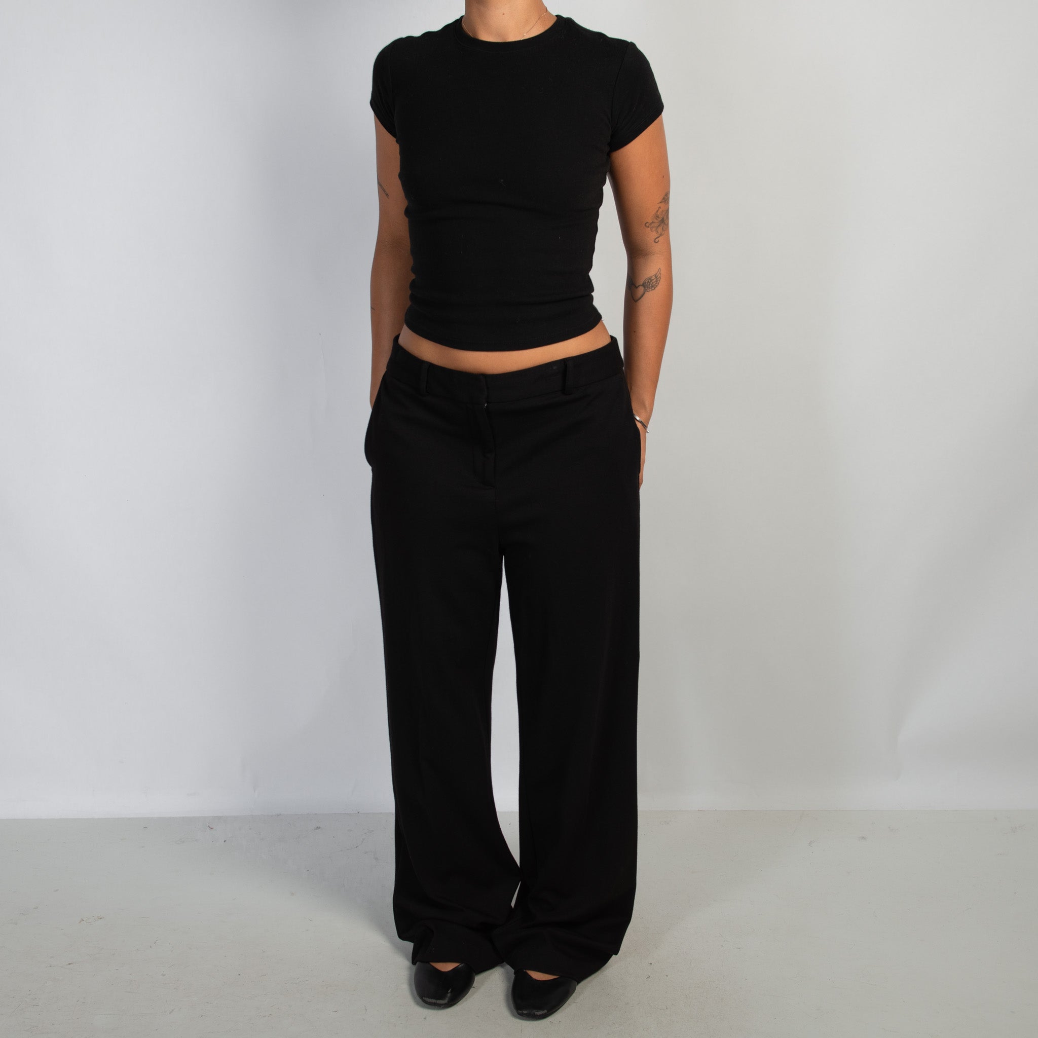 BLACK STRETCH TROUSERS