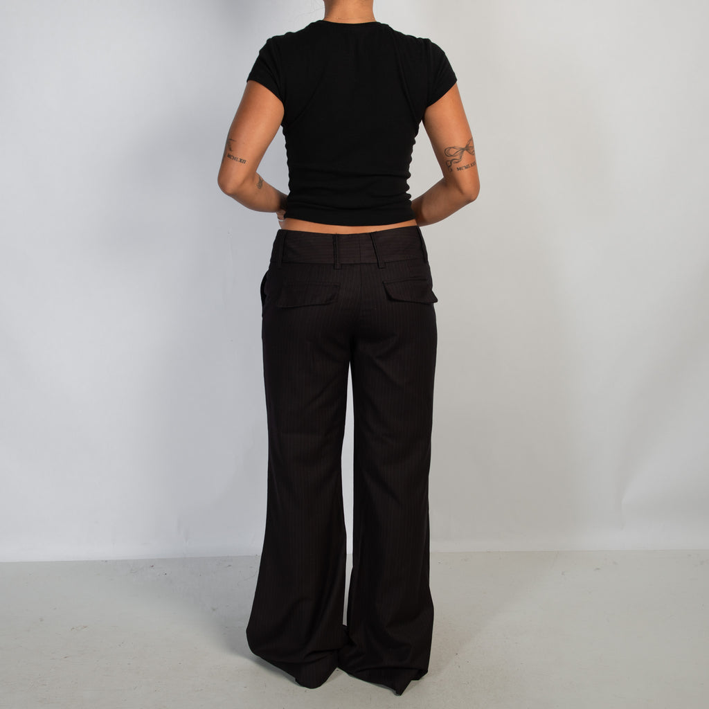 BLACK PINSTRIPE TROUSERS