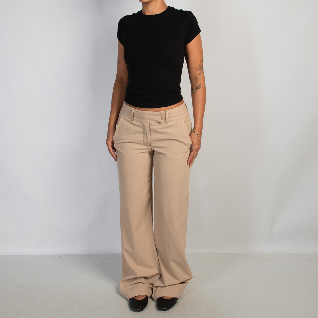 BEIGE WIDE LEG TROUSERS
