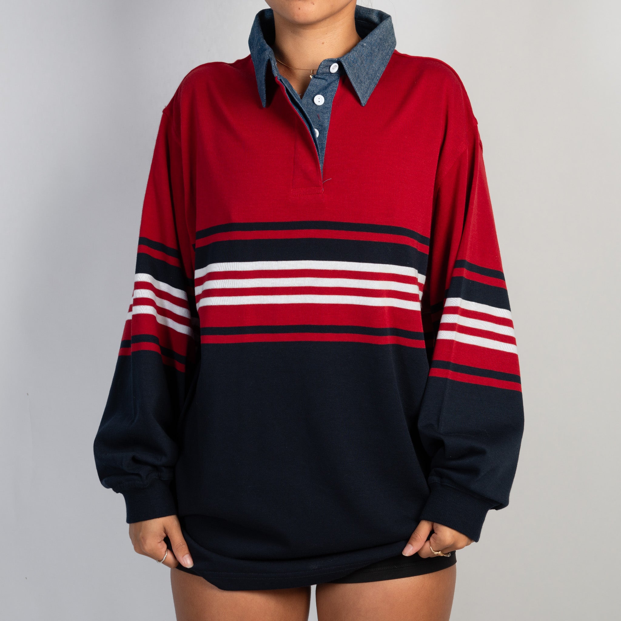 RED STRIPE RUGBY JERSEY