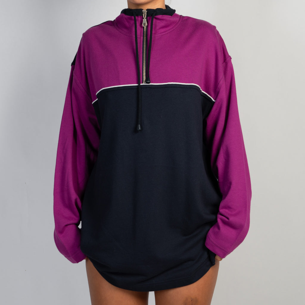 FUCHSIA QUARTER ZIP SWEATER
