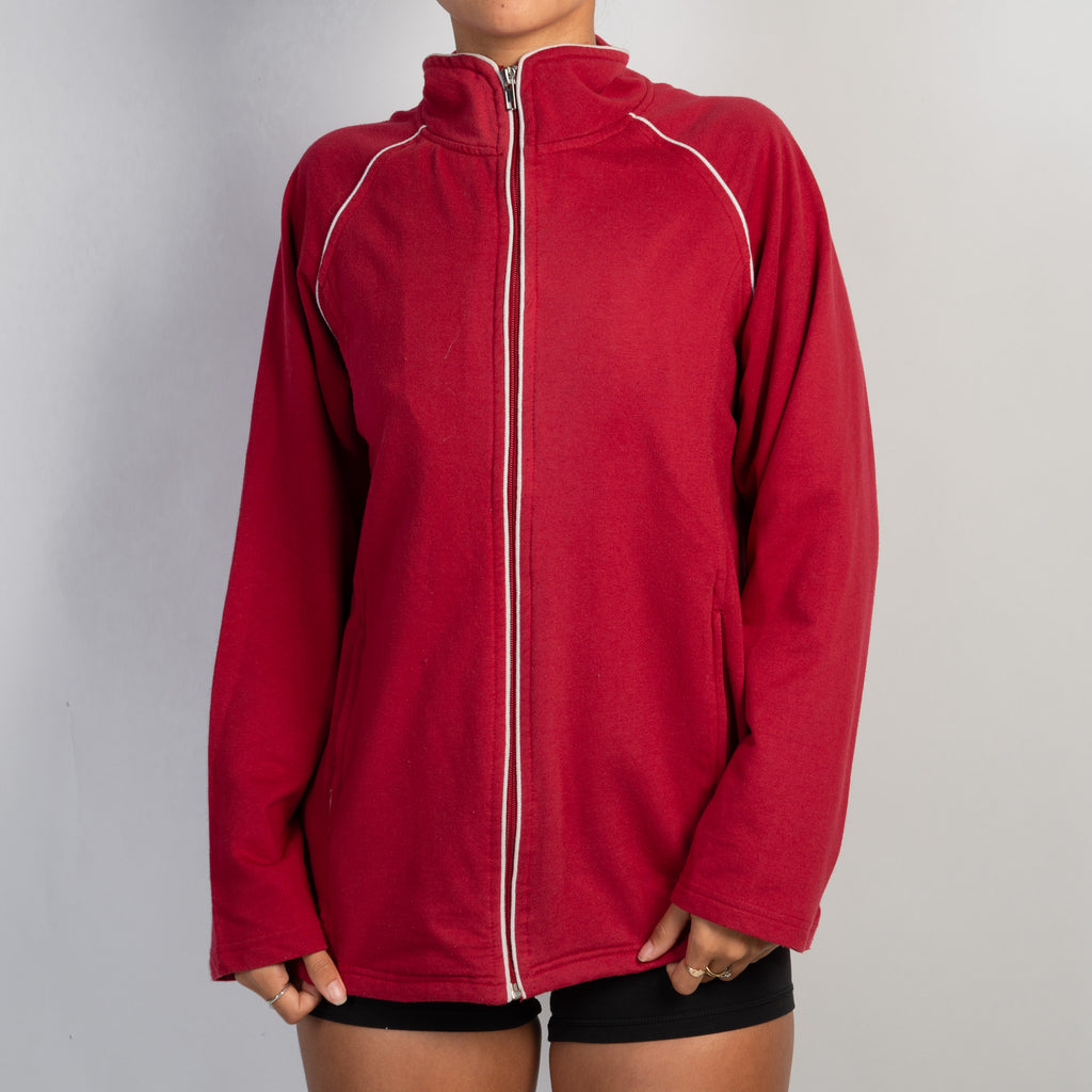 RED COTTON ZIP JACKET