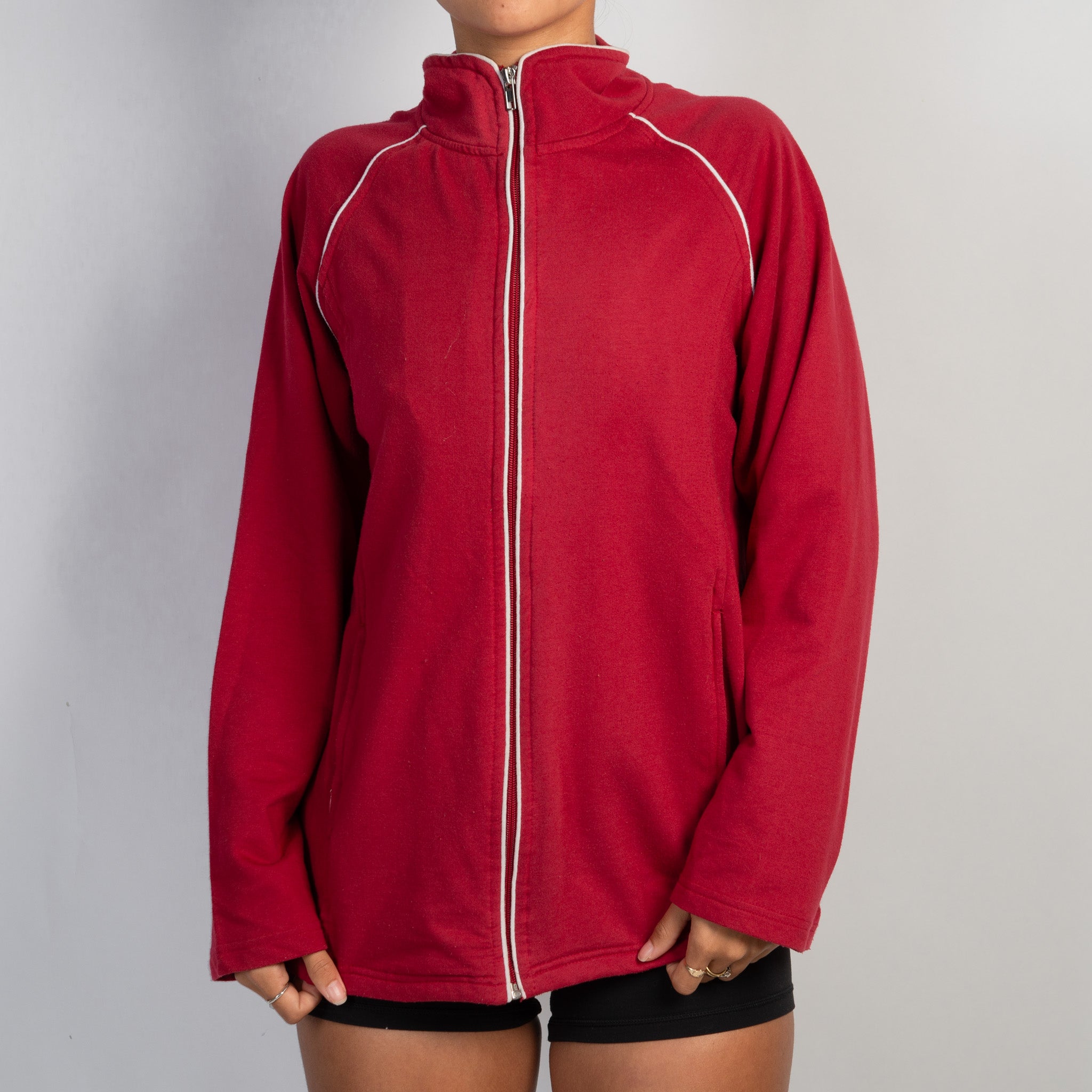 RED COTTON ZIP JACKET