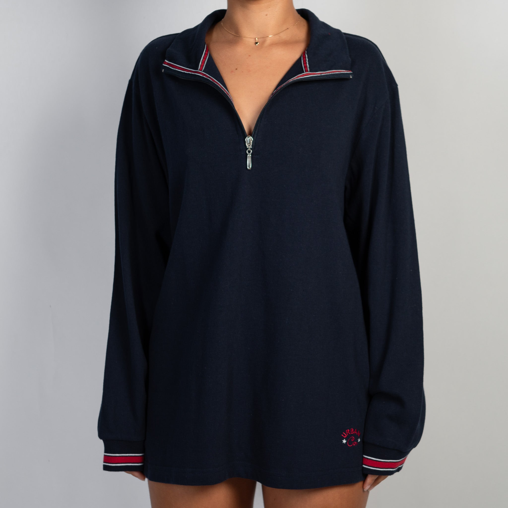 NAVY 1/4 ZIP LONG SLEEVE TOP