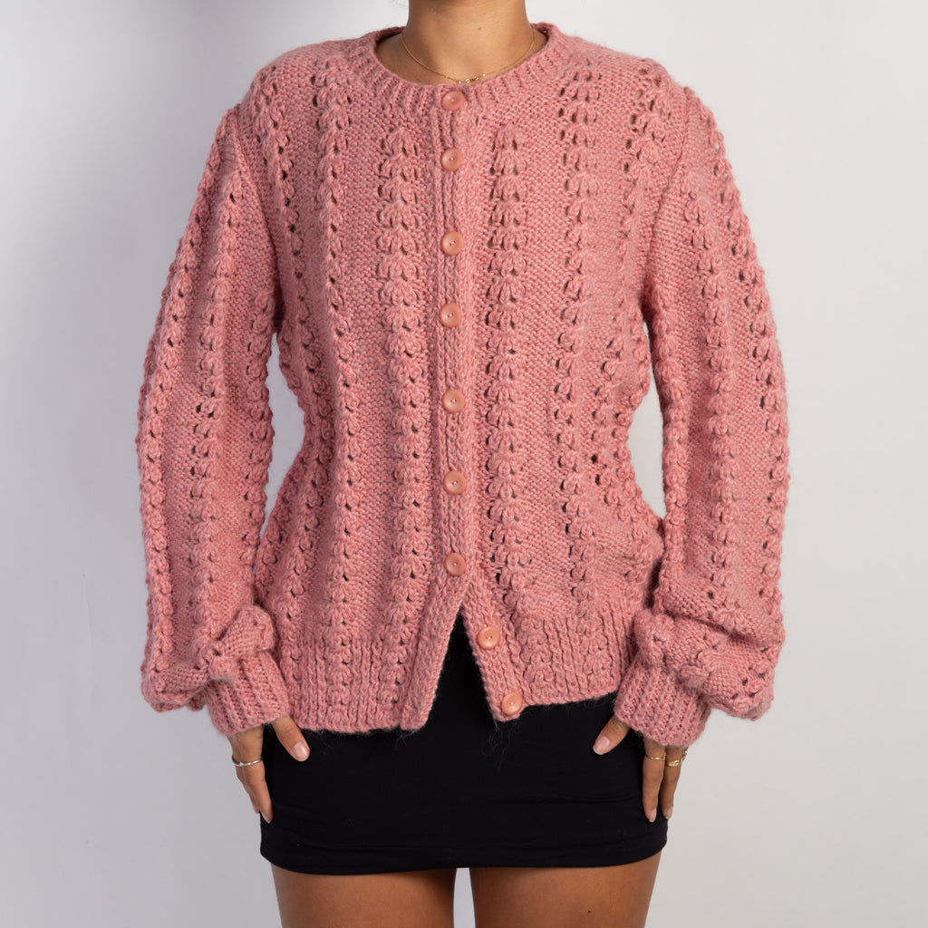 PINK CHUNKY KNIT CARDIGAN