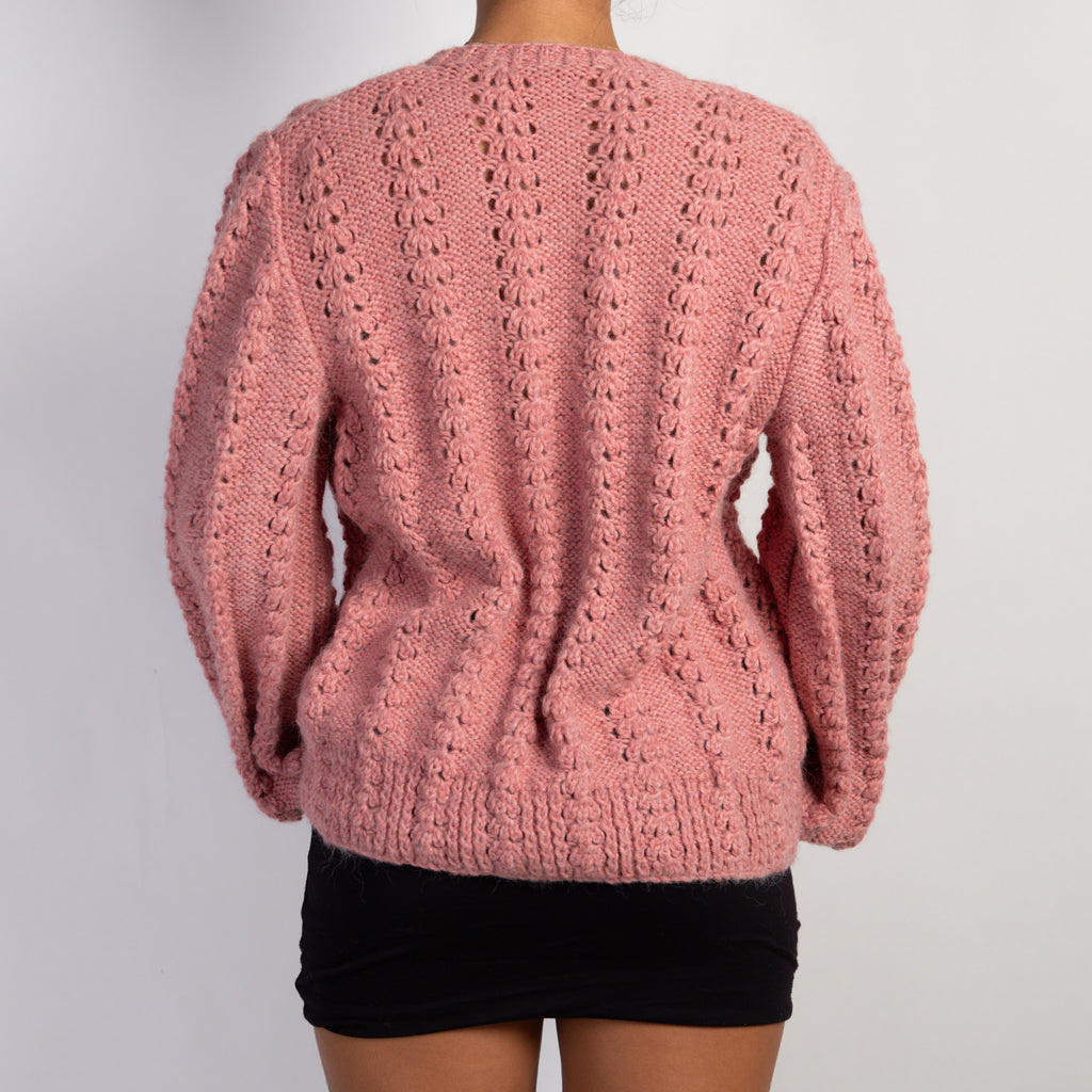 PINK CHUNKY KNIT CARDIGAN