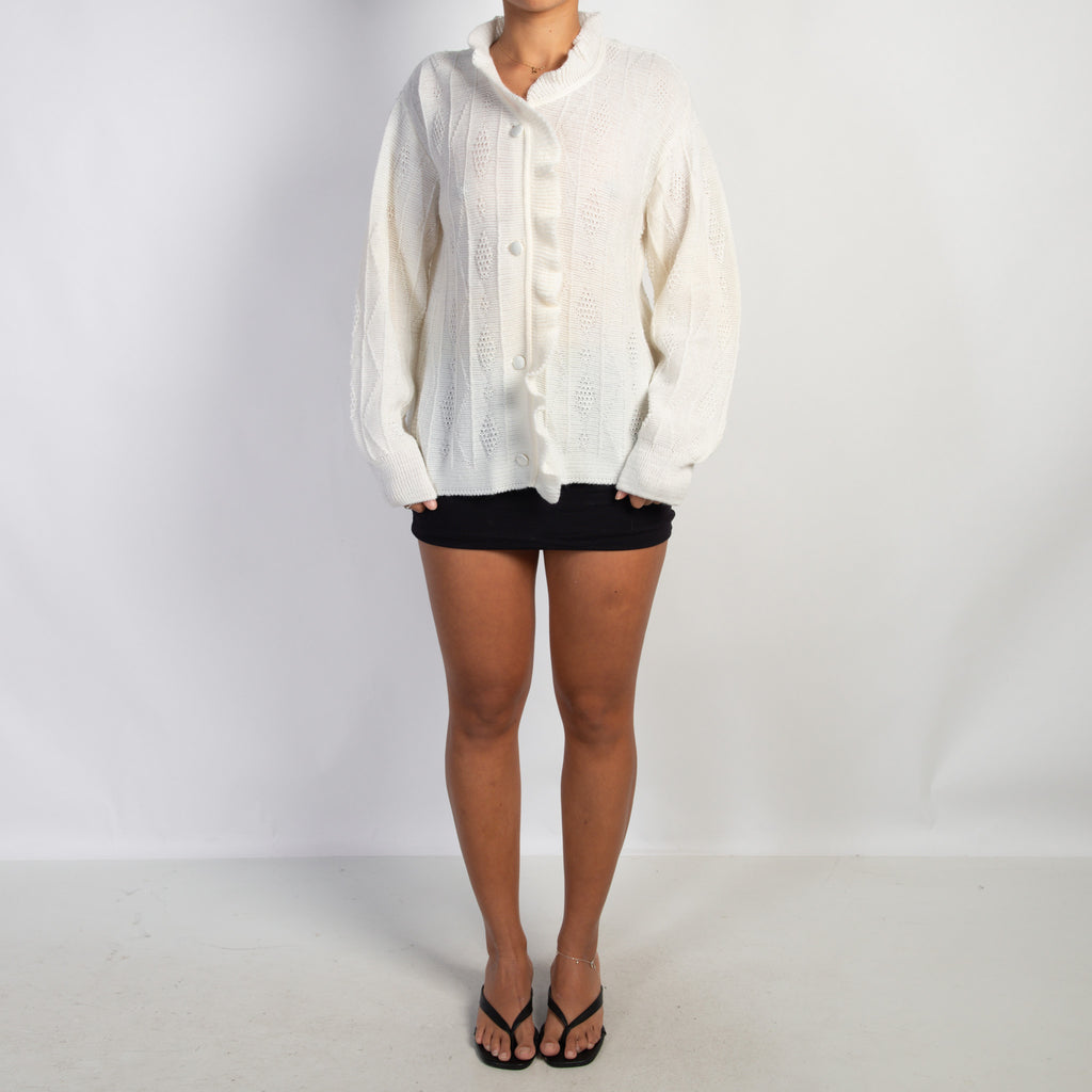 KNIT RUFFLE CARDIGAN