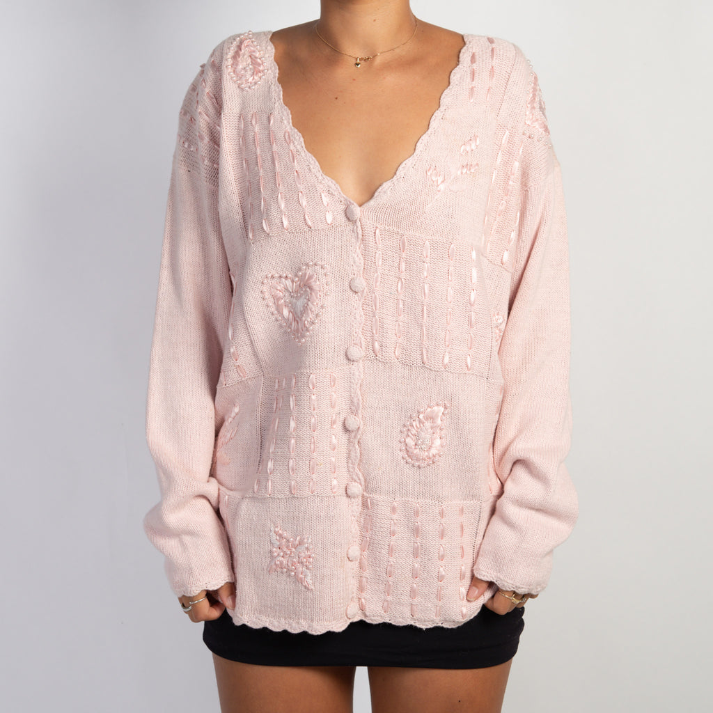 PINK RIBBON KNIT CARDIGAN