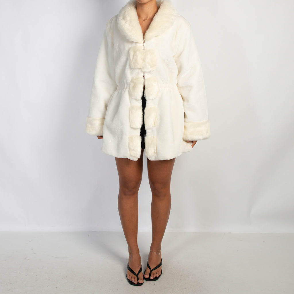 CREAM FAUX FUR COAT