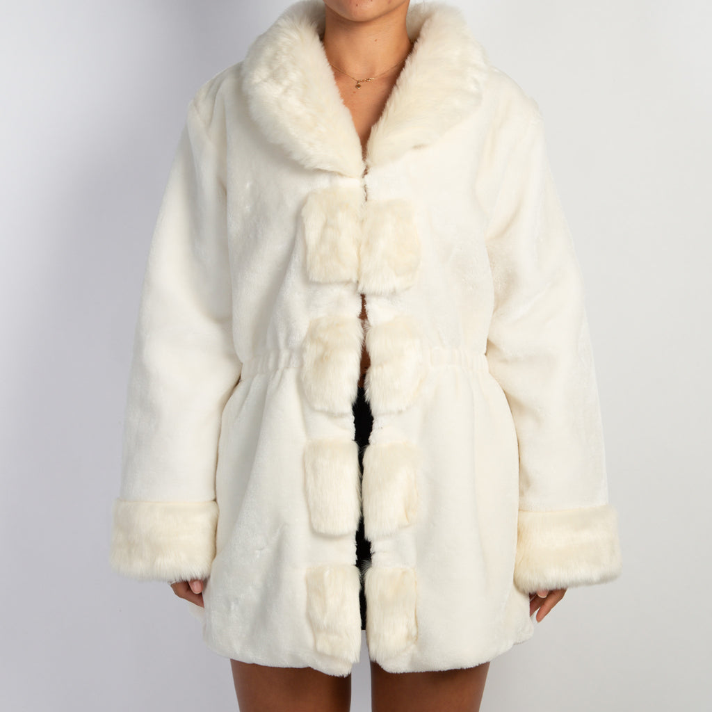 CREAM FAUX FUR COAT