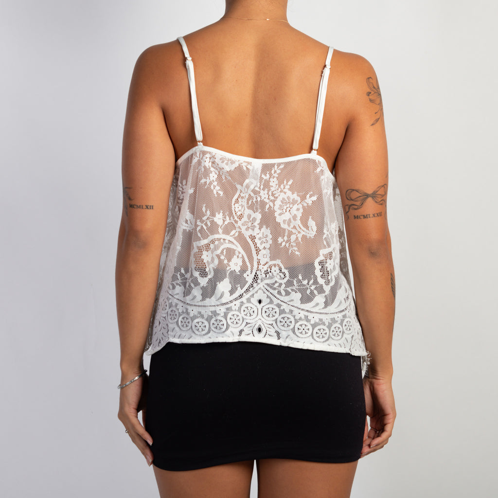 SHEER WHITE LACE CAMISOLE