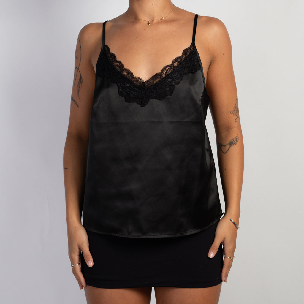 BLACK SATIN CAMISOLE