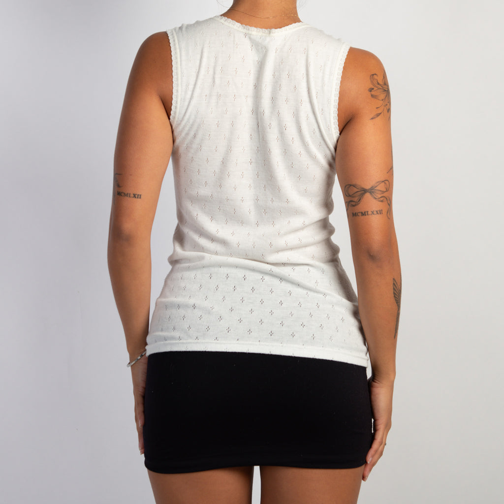 CREAM POINTELLE TANK TOP