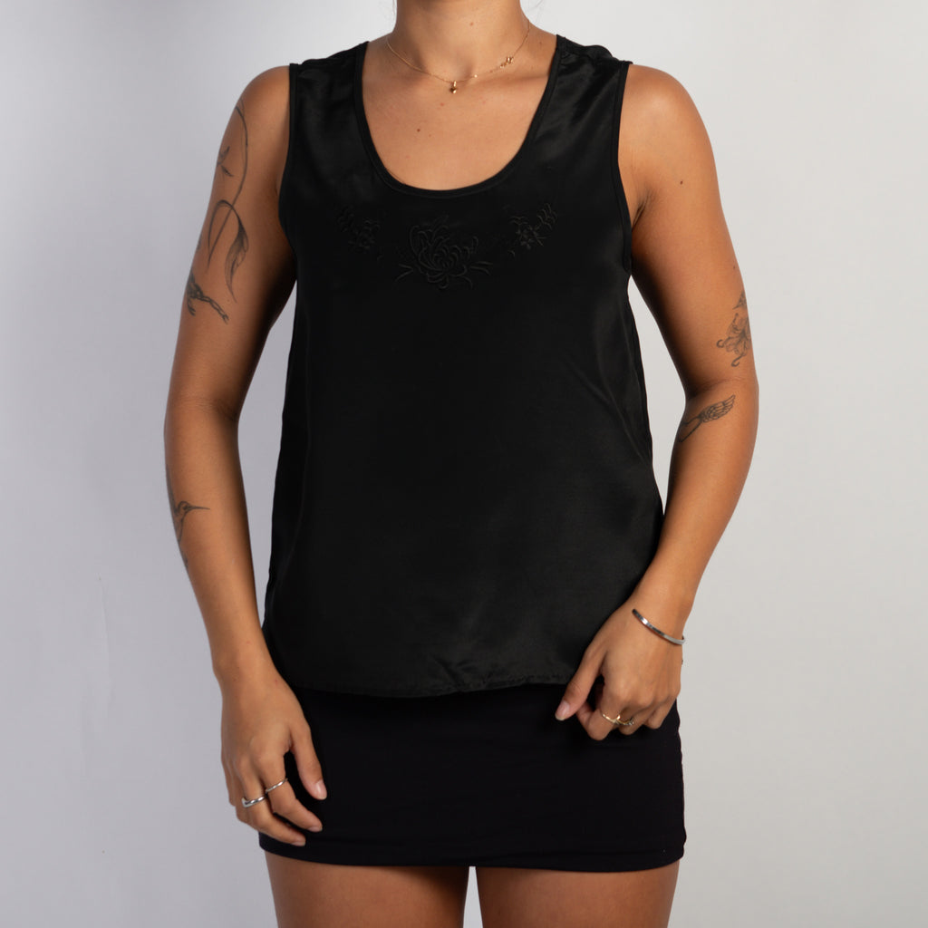 BLACK SATIN CAMISOLE