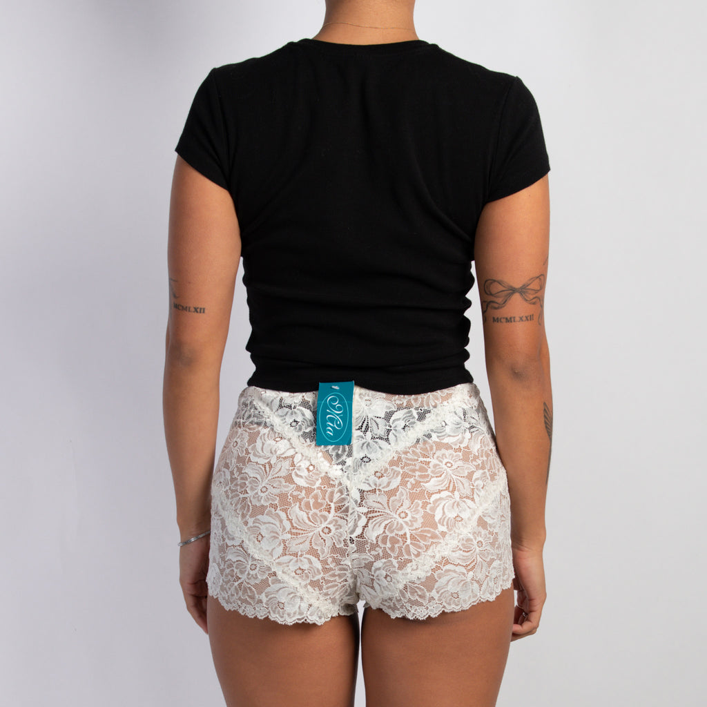 CREAM LACE BOOTY SHORTS