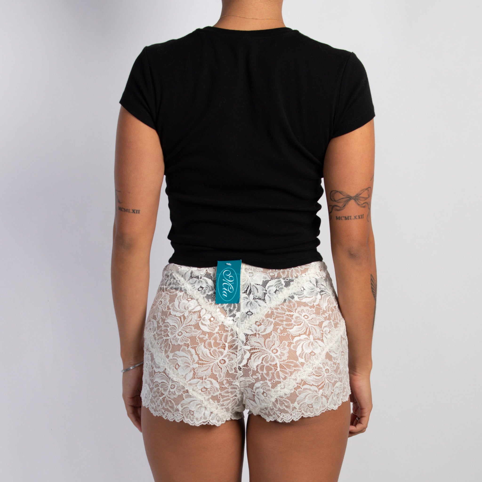 CREAM LACE BOOTY SHORTS