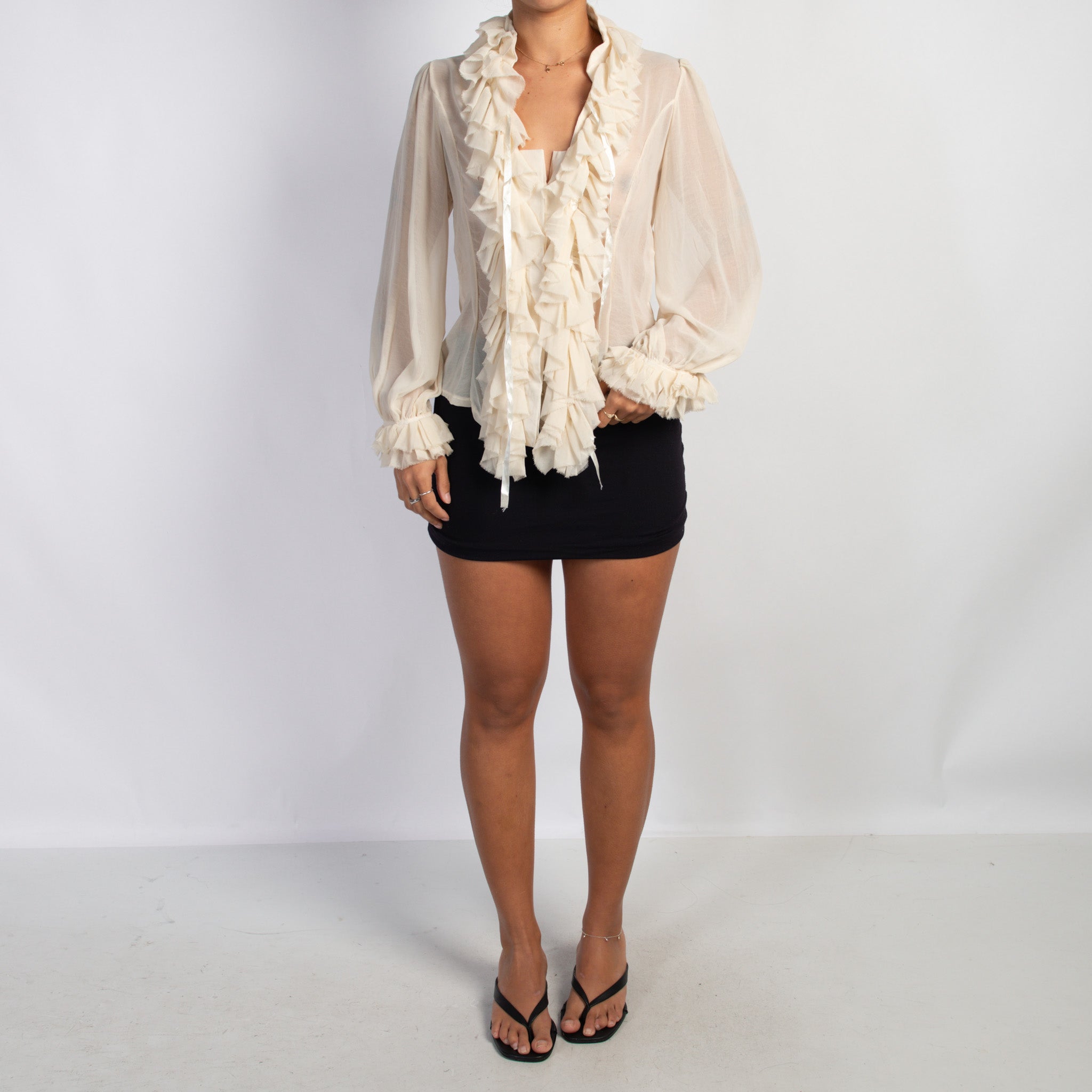 CREAM RUFFLE BLOUSE