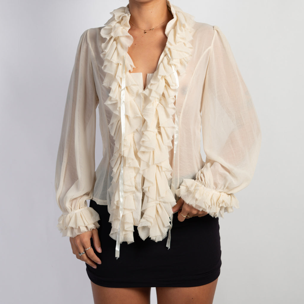 CREAM RUFFLE BLOUSE