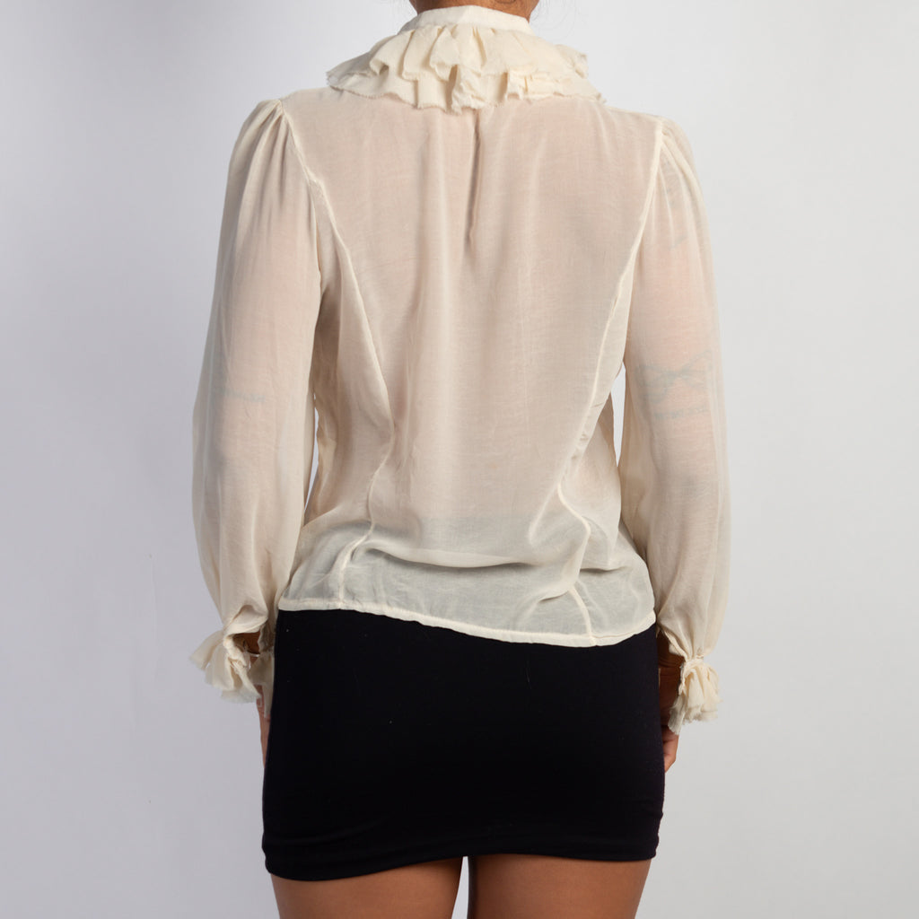 CREAM RUFFLE BLOUSE