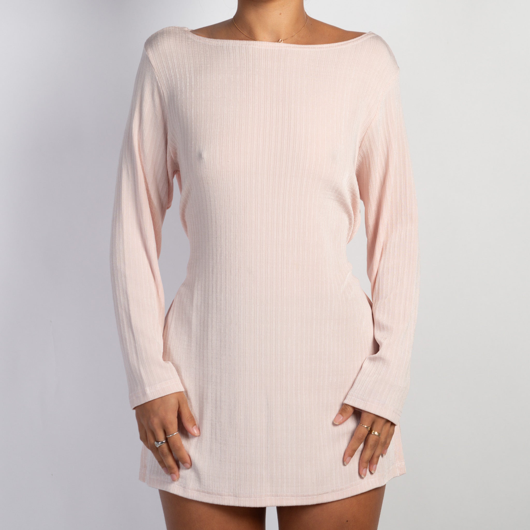 PINK SLINKY LONGLINE TOP