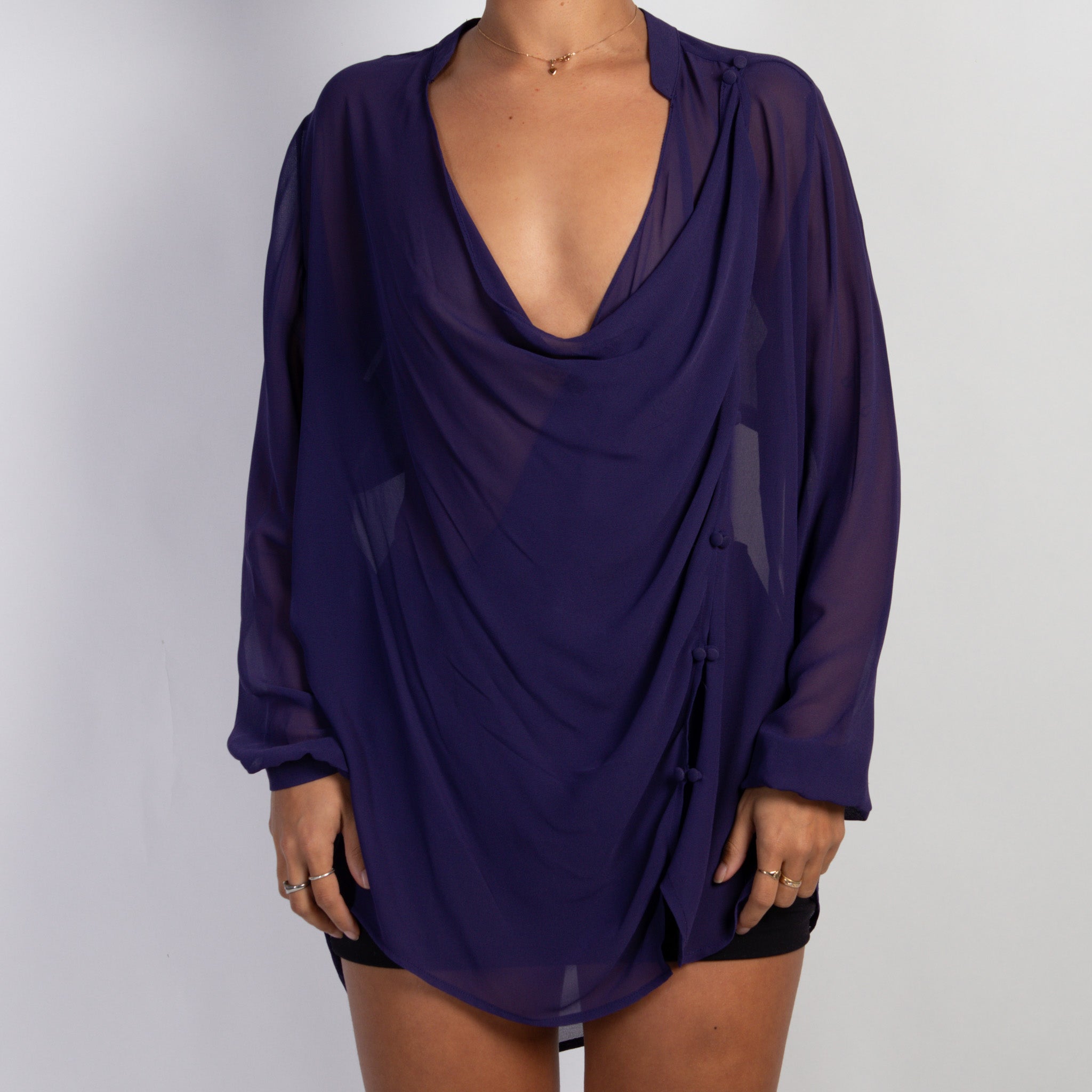 PURPLE DRAPE BLOUSE