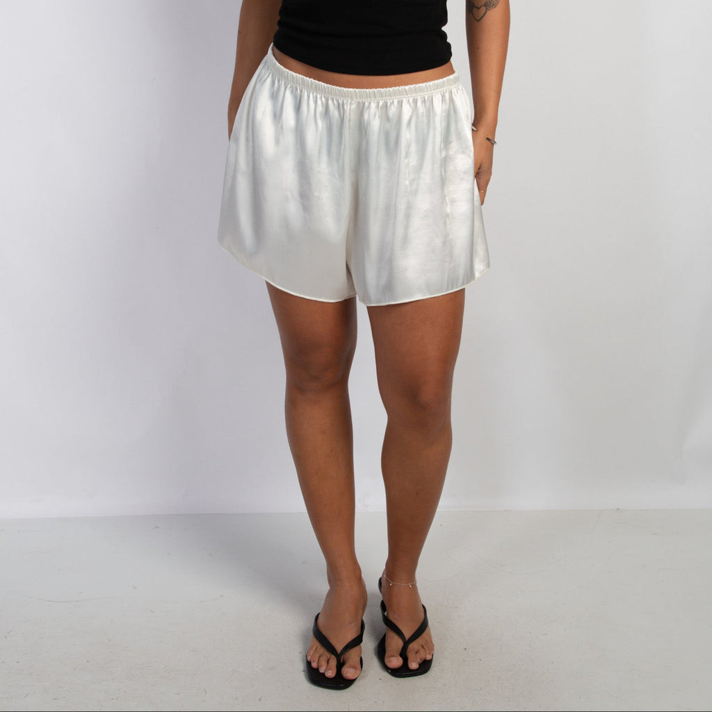 IVORY SATIN SHORTS