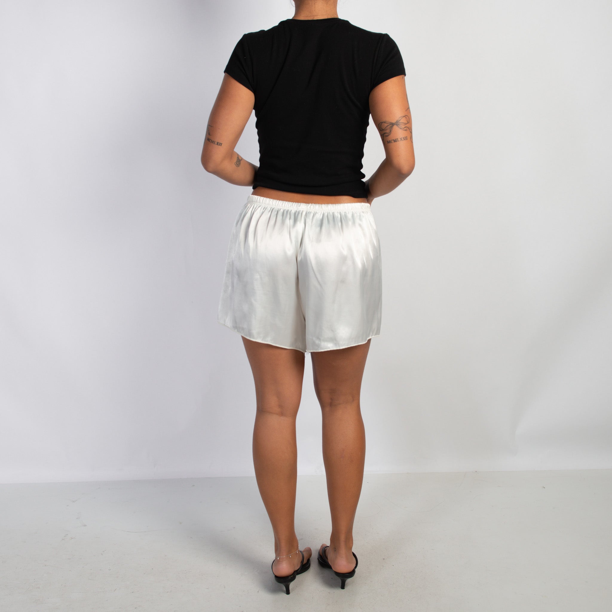IVORY SATIN SHORTS