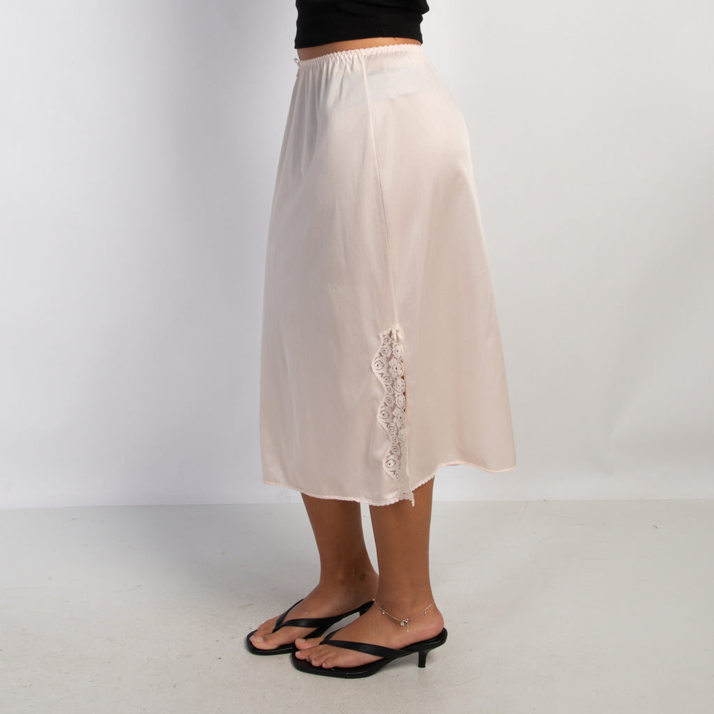 PALE PINK SLIP MIDI SKIRT