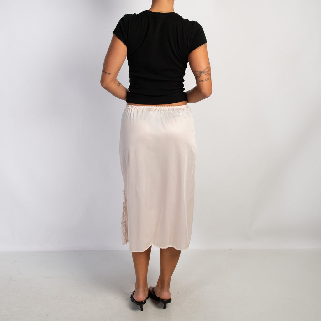 PALE PINK SLIP MIDI SKIRT