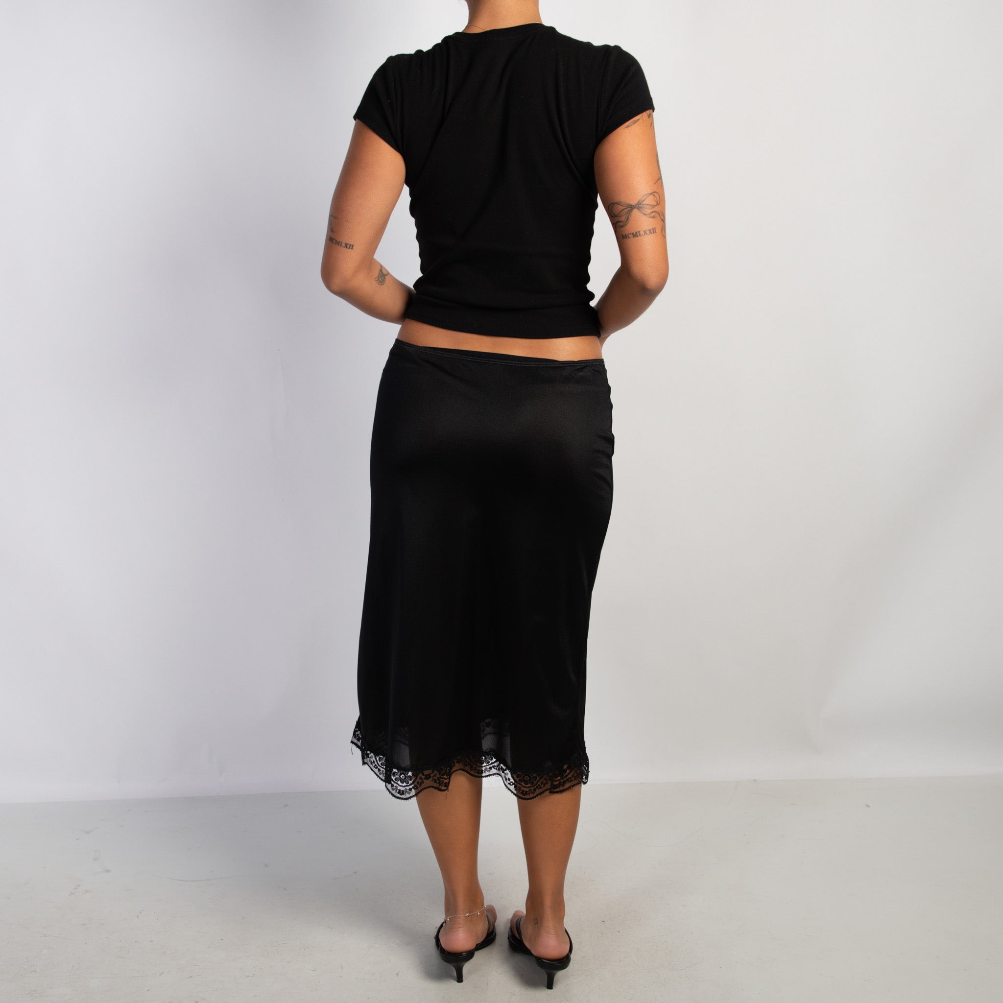BLACK SLIP SKIRT