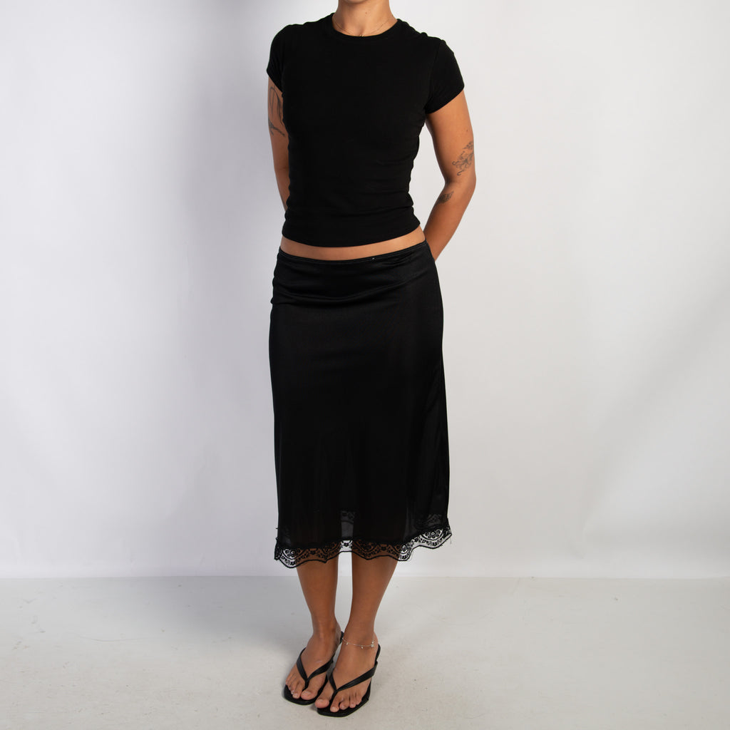 BLACK SLIP SKIRT