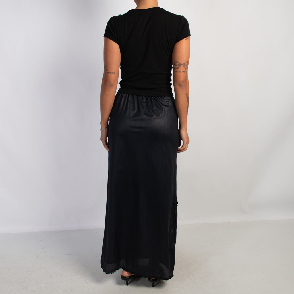 BLACK SLIP MAXI SKIRT