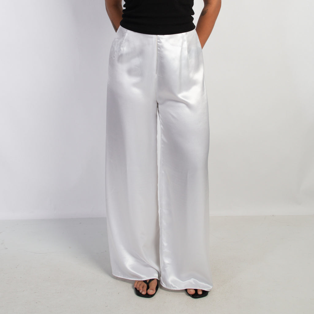 WHITE SATIN PANTS