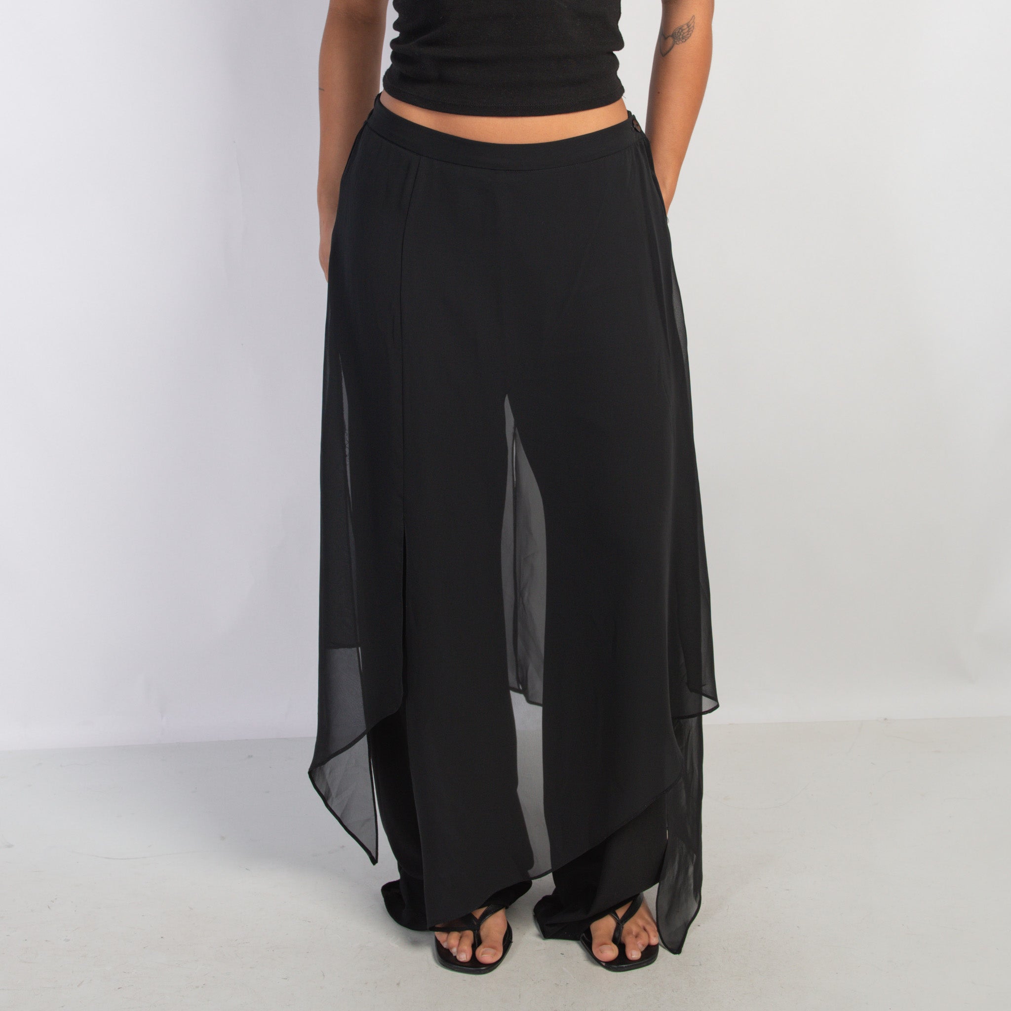 BLACK OVERLAY PANTS
