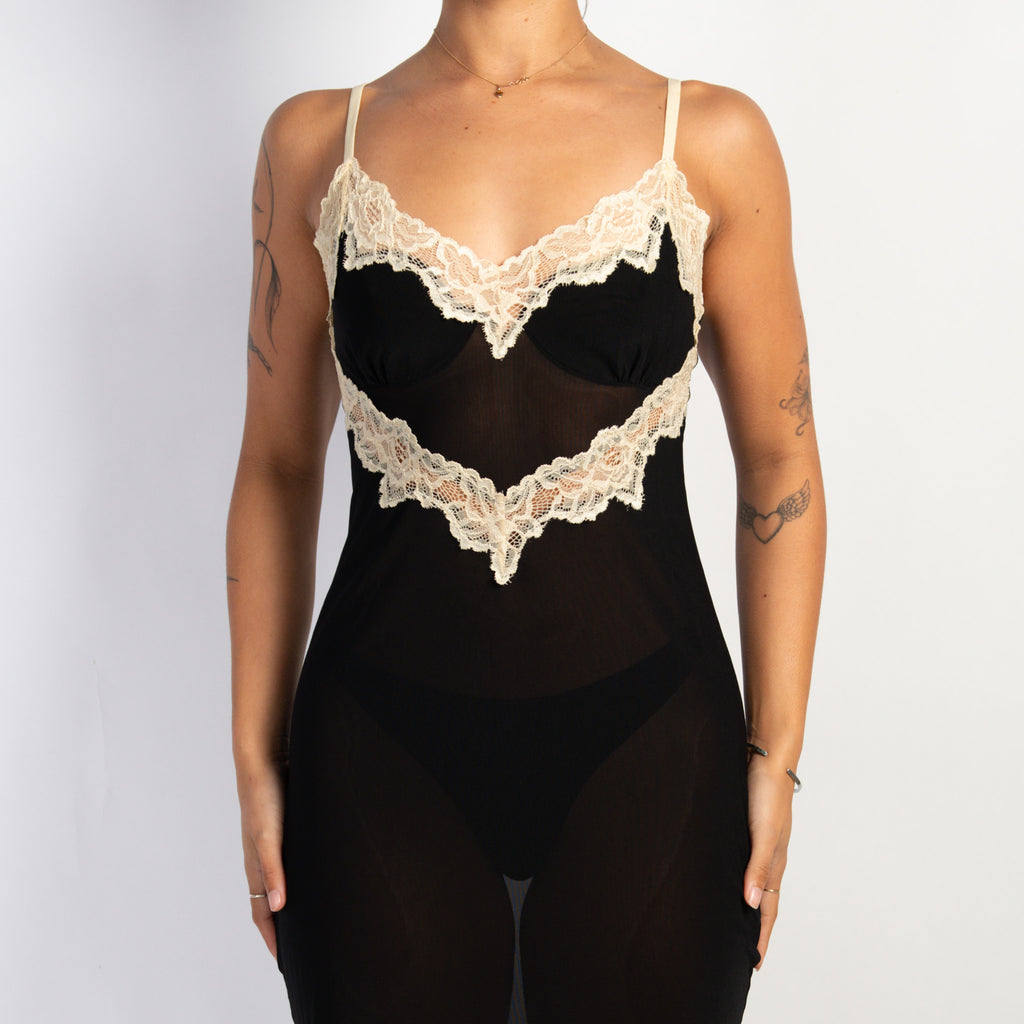 BLACK MESH MIDI DRESS