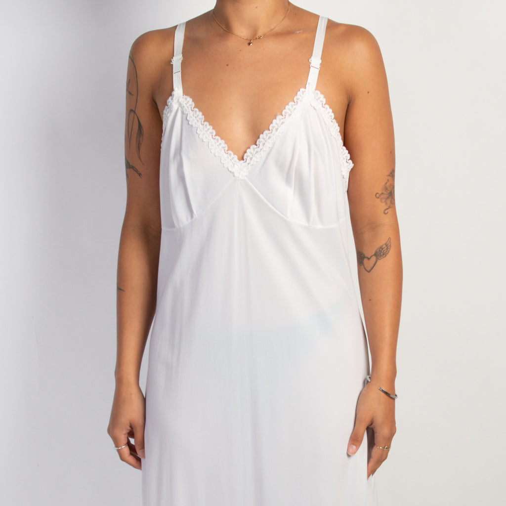 CREAM SATIN SLIP MIDI DRESS