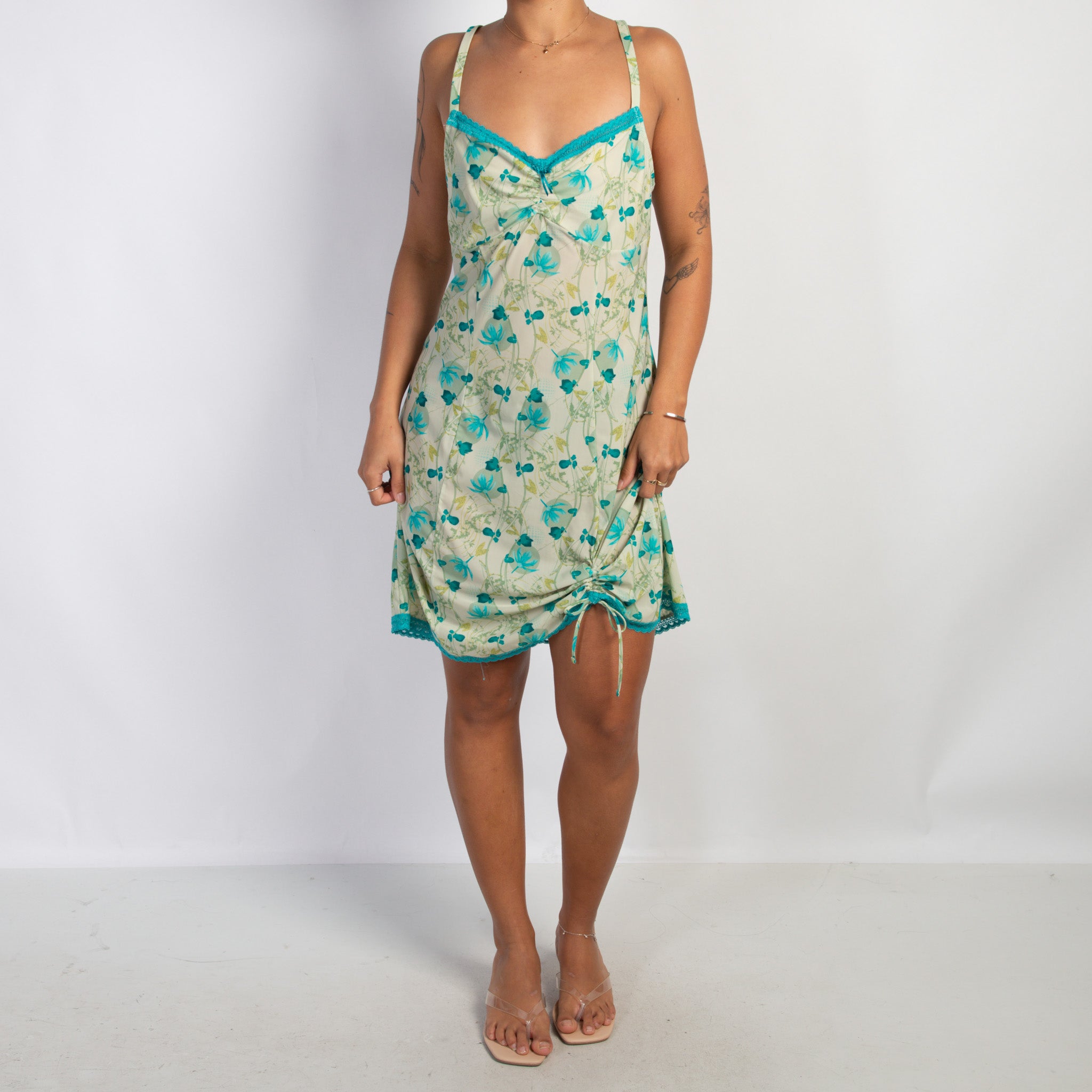 GREEN PATTERN CHEMISE