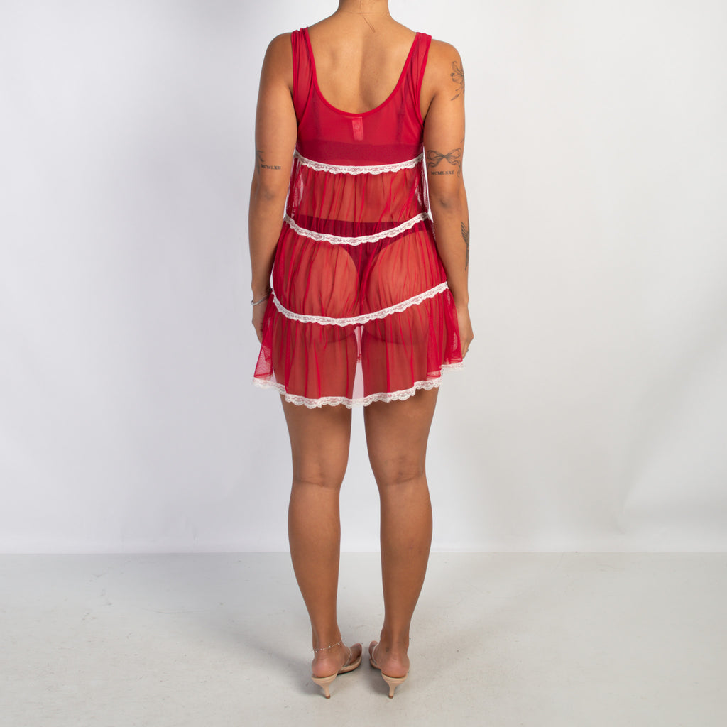 SHEER MESH BABYDOLL DRESS