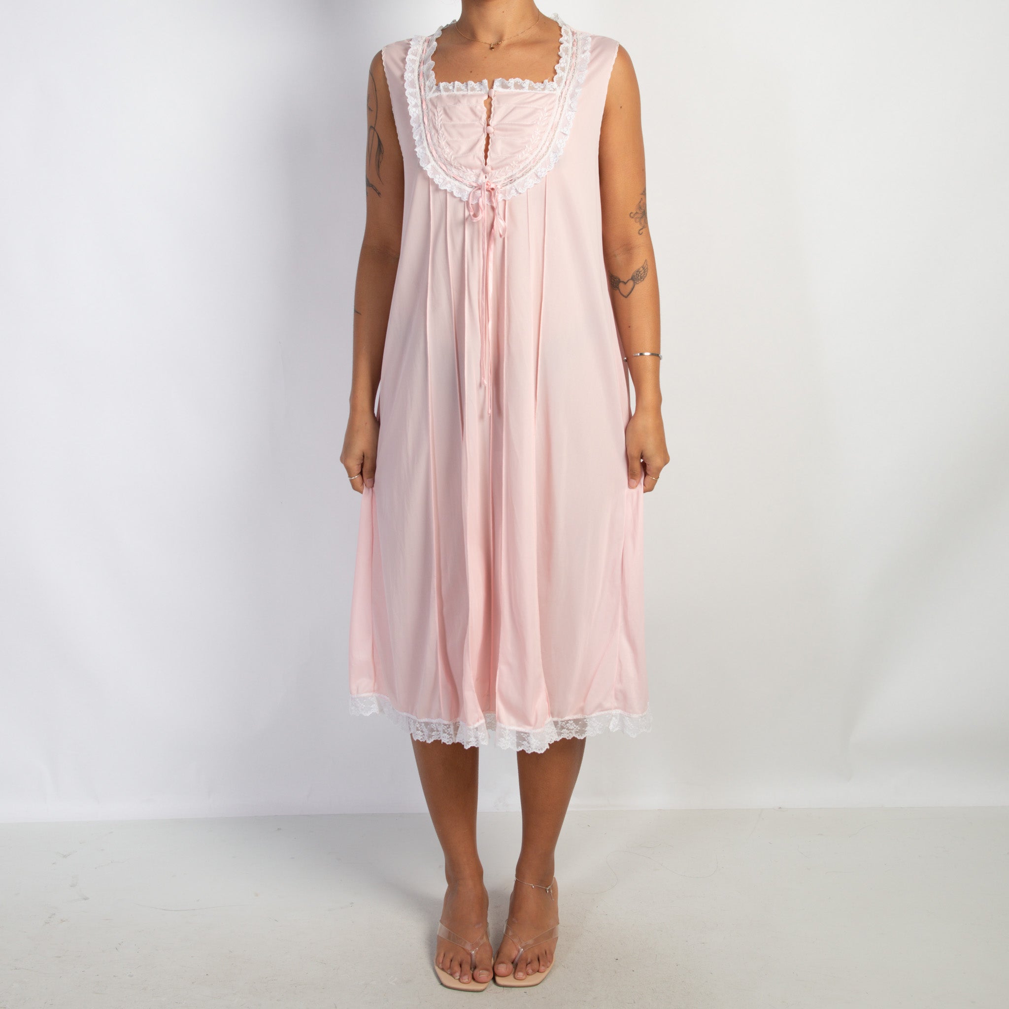 PINK LACE TRIM NIGHTGOWN