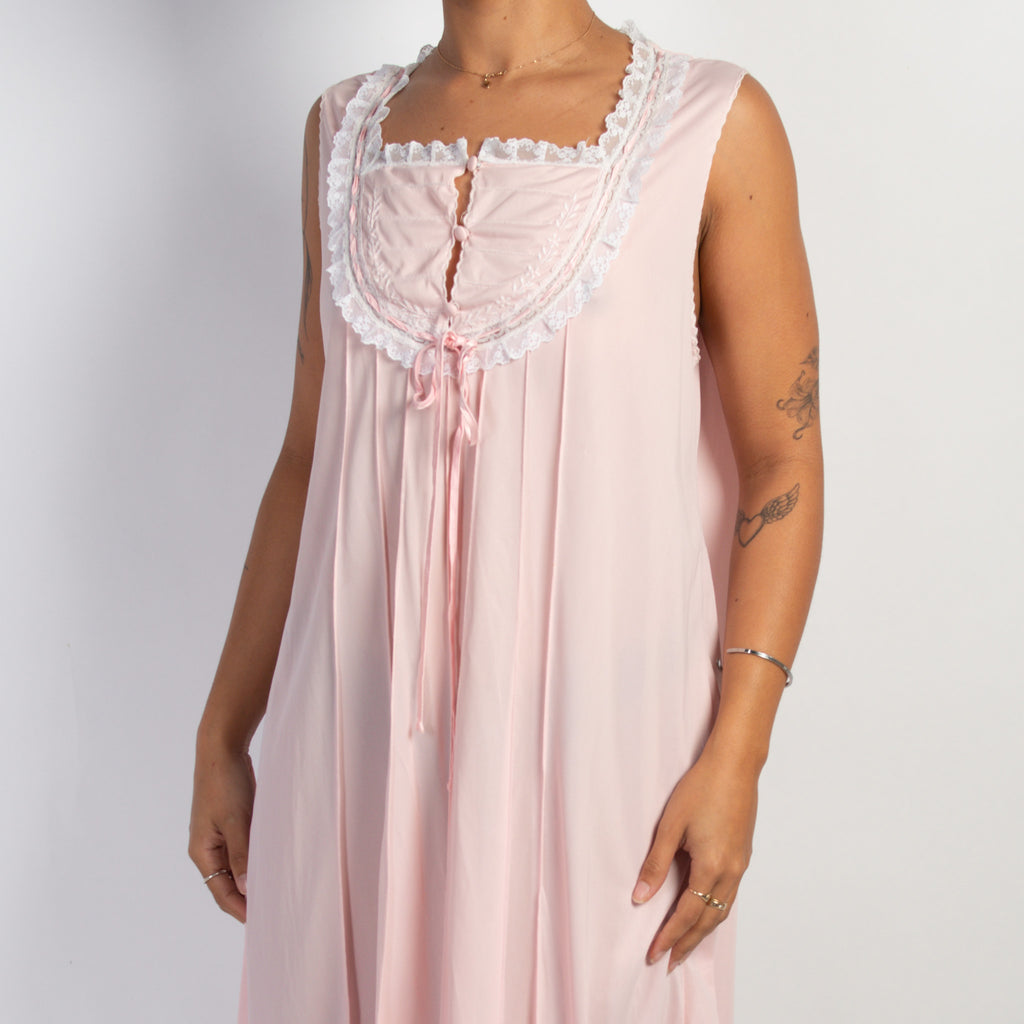 PINK LACE TRIM NIGHTGOWN
