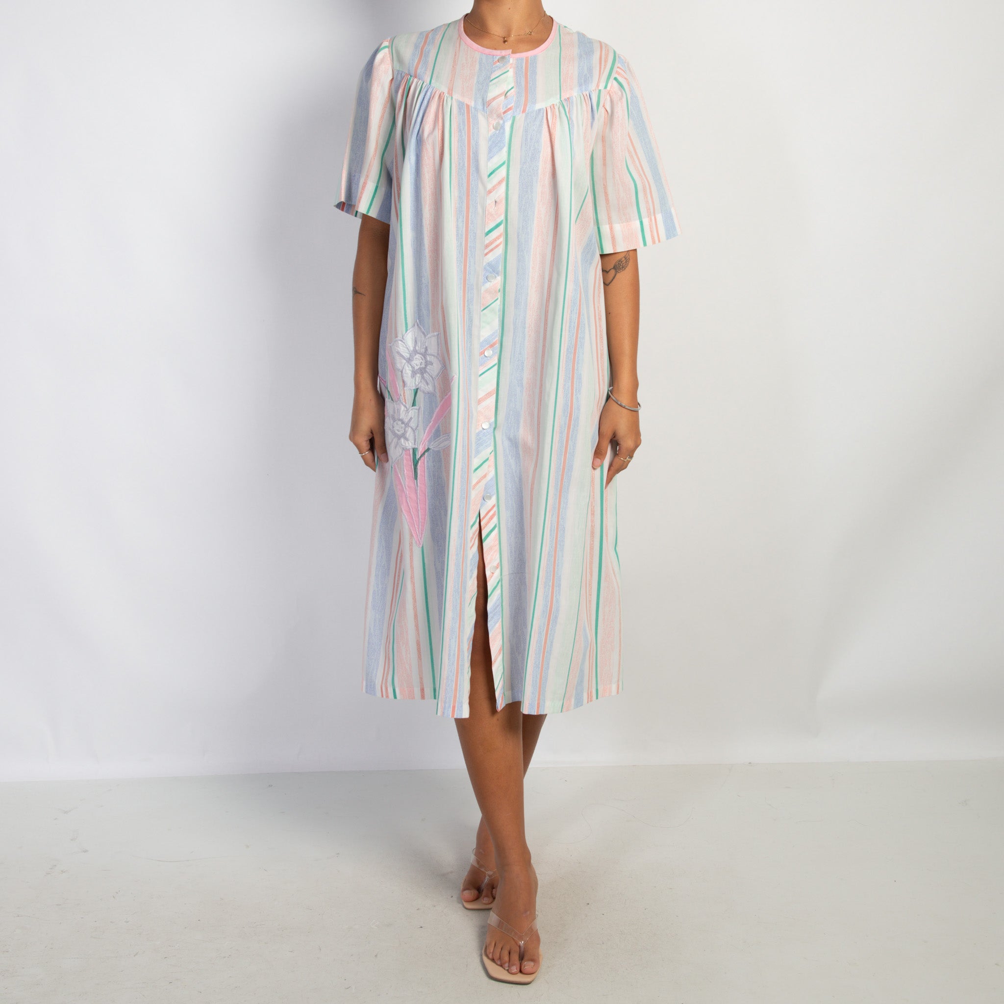 FLORAL STRIPE NIGHTGOWN