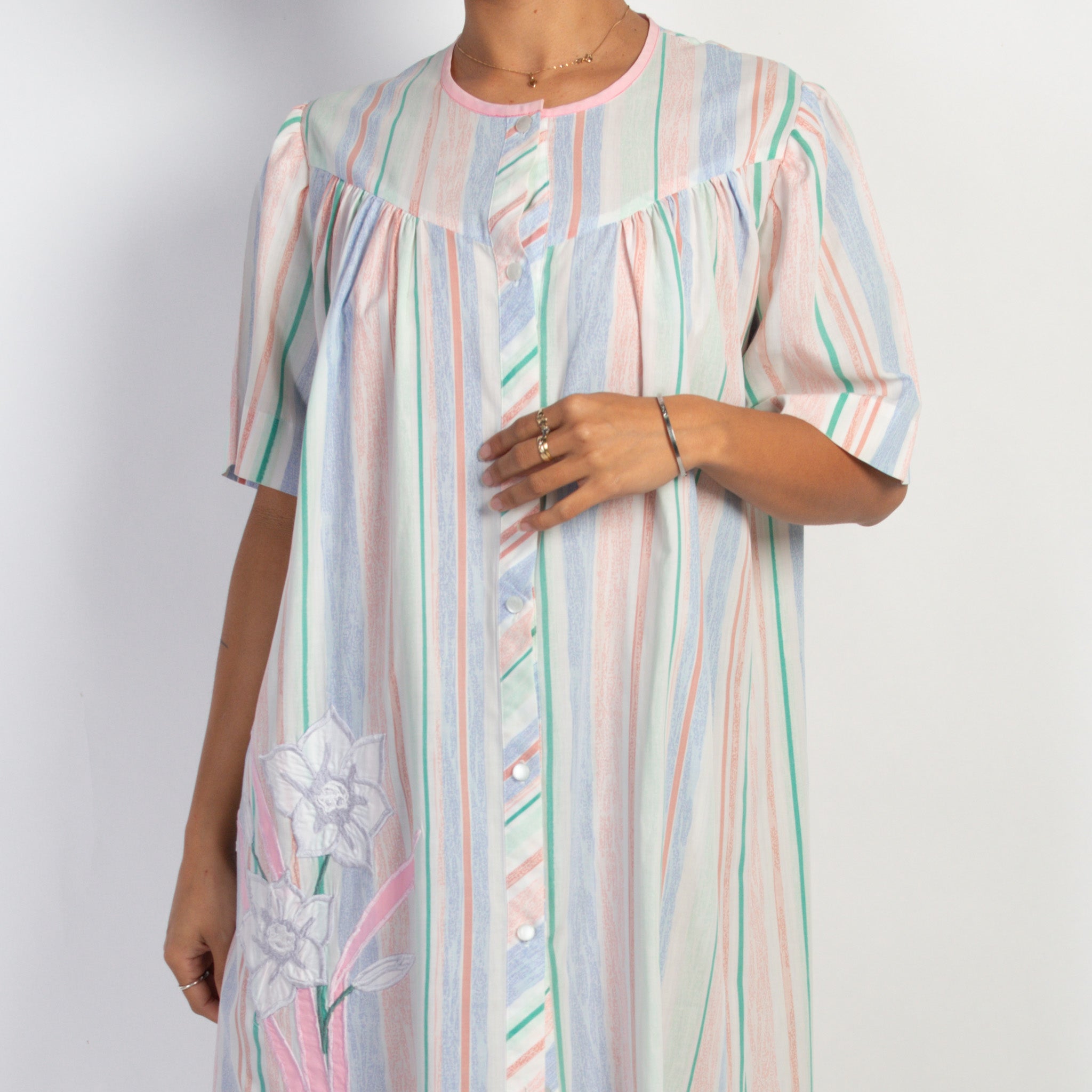 FLORAL STRIPE NIGHTGOWN