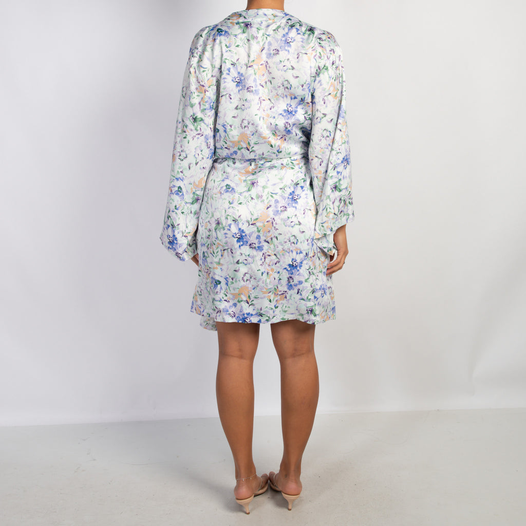 SATIN FLORAL DRESS + ROBE