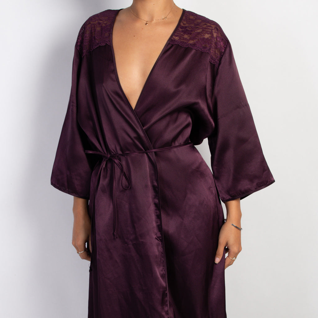 DEEP PURPLE SATIN ROBE
