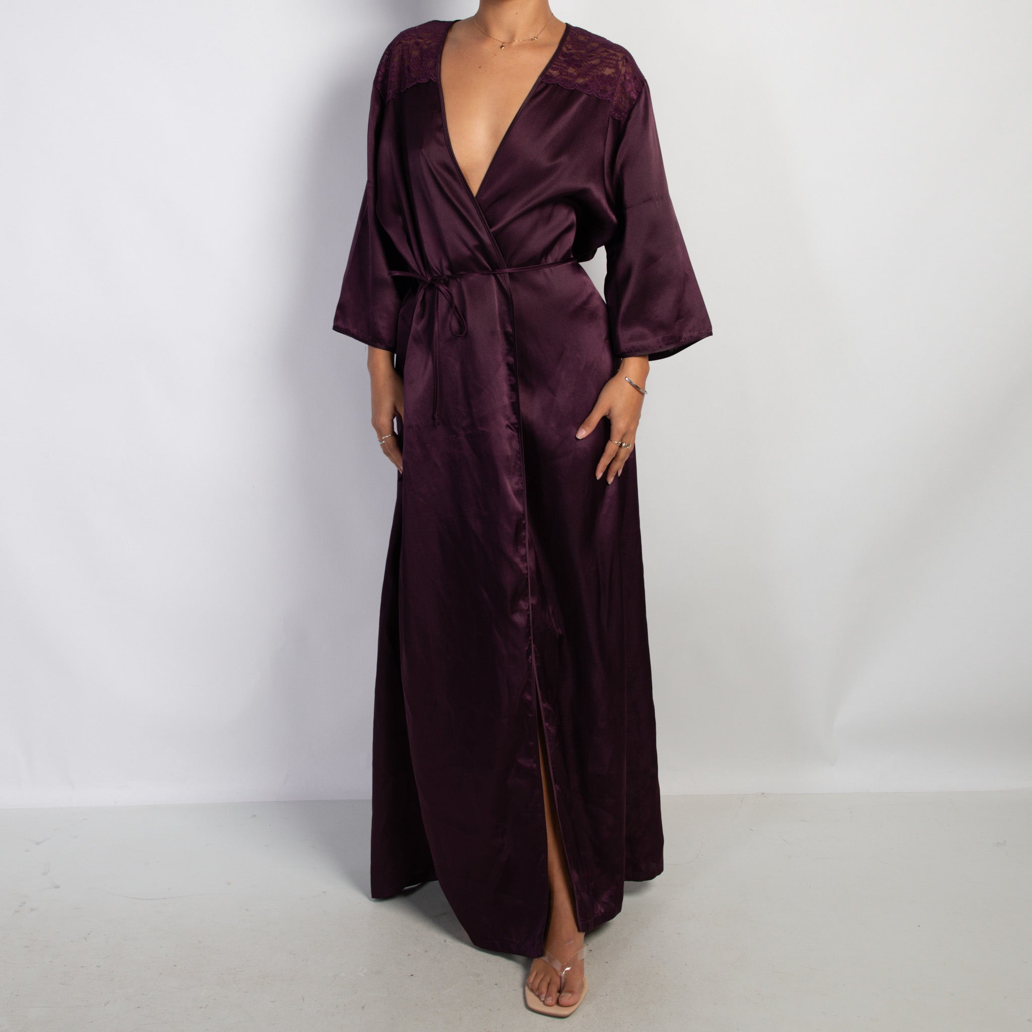 DEEP PURPLE SATIN ROBE