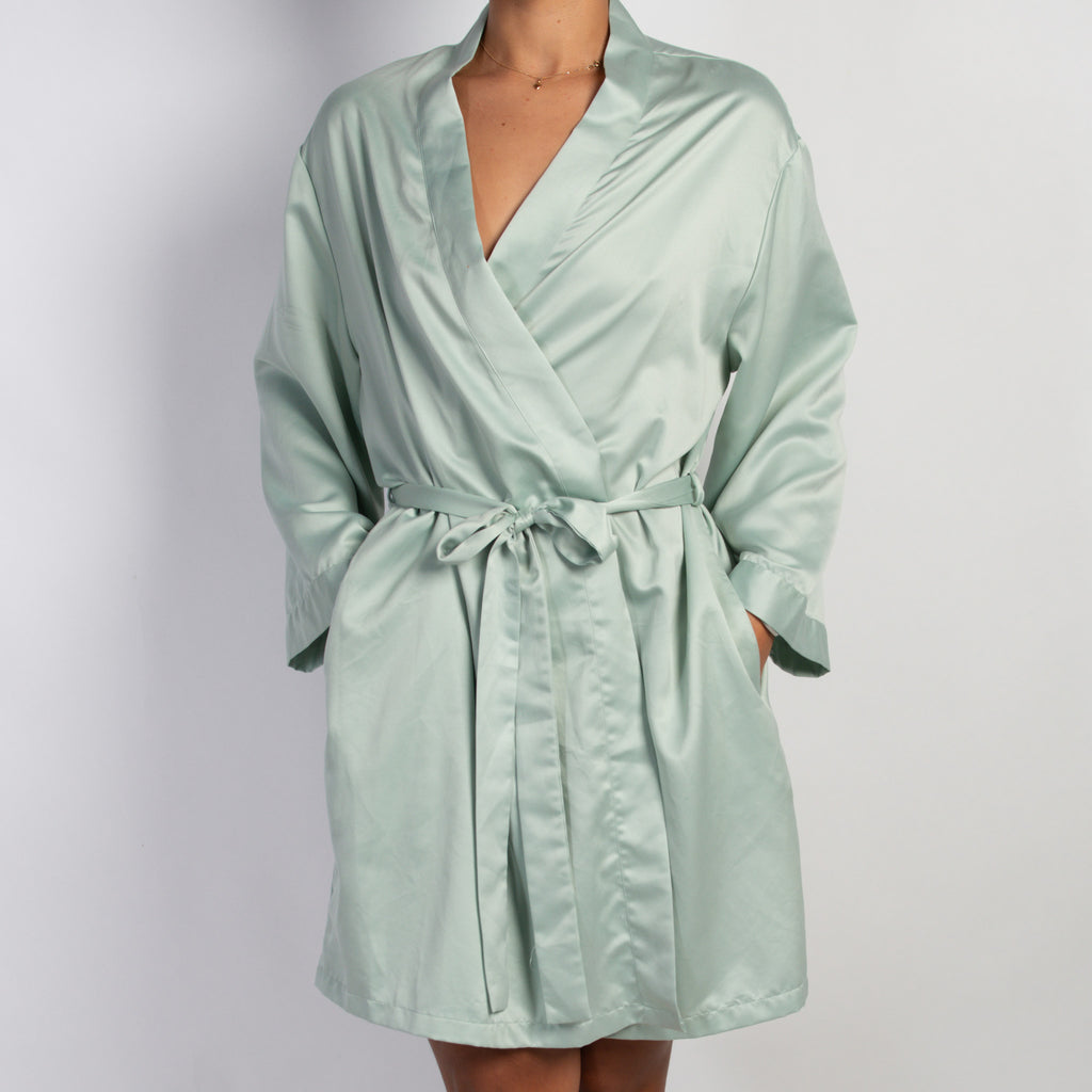 GREEN SATIN ROBE